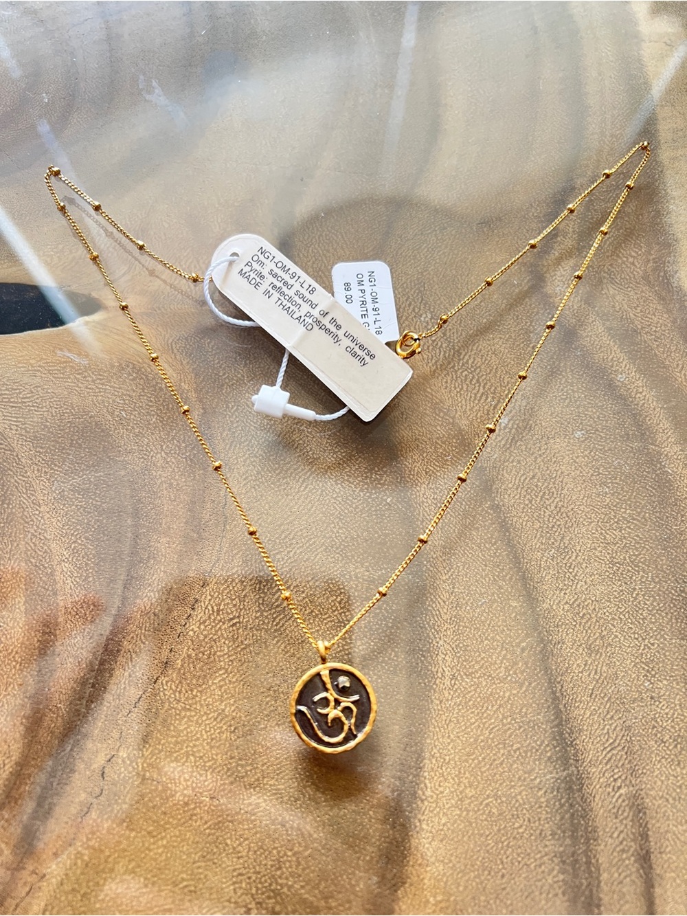 Satya Gold Plated Gunmetal Om Pendant NWT
